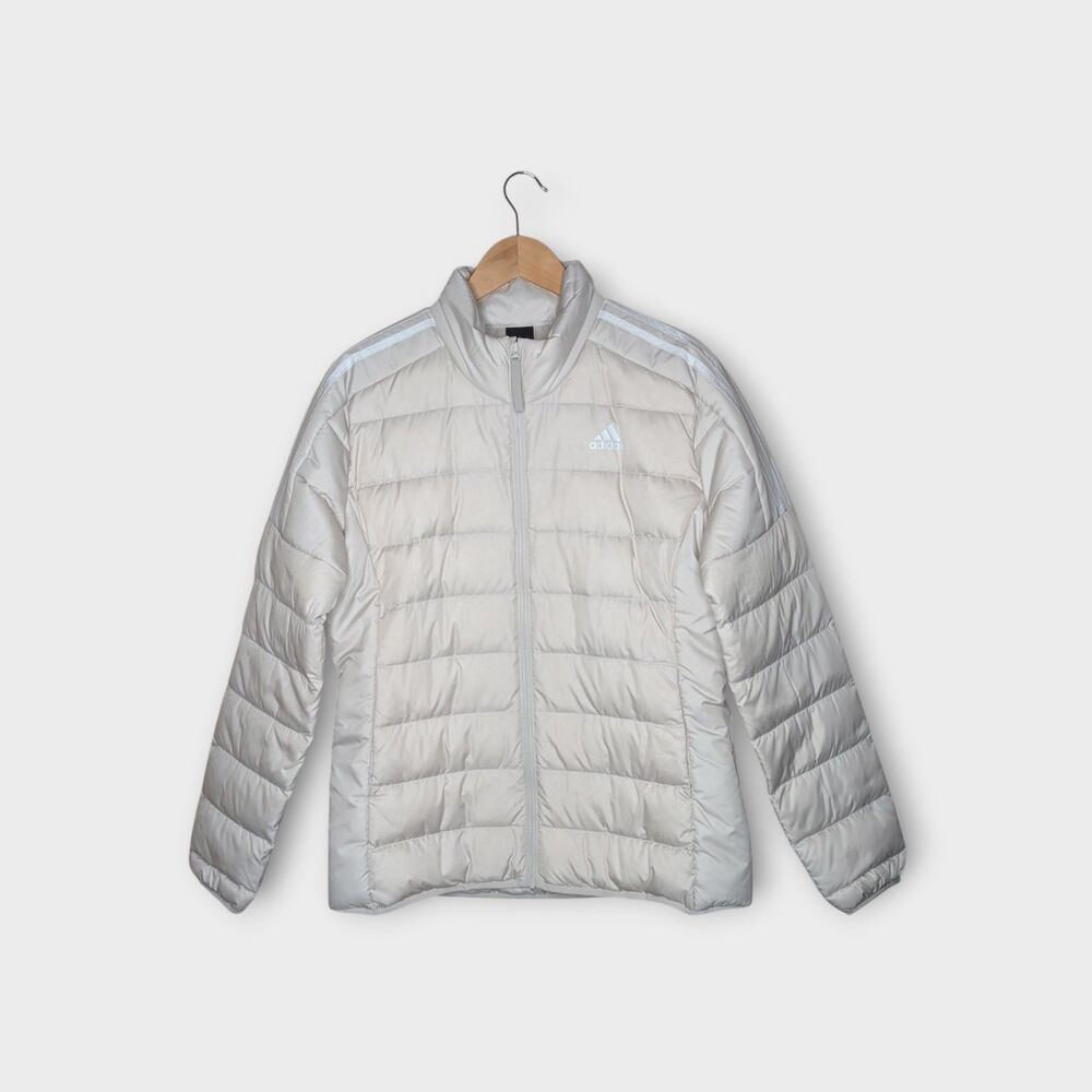 Adidas Women’s Essential Down Jacket – Size L – Alumina (Beige) – Down Puffer